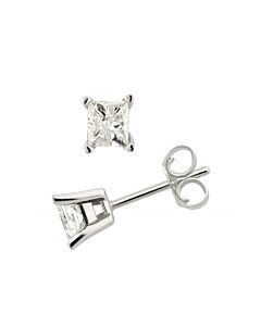 Diamond Muse 0.25 cttw White Gold Over Sterling Silver Princess-Cut Solitare Stud Earrings for Women