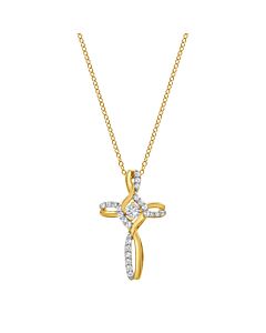 Diamond Muse 0.25 cttw Yellow Gold Over Sterling Silver Cross Necklace for Women