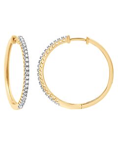 Diamond Muse 0.25 cttw Yellow Gold Over Sterling Silver Diamond Hoop Earrings for Women