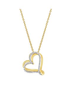 Diamond Muse 0.25 cttw Yellow Gold Over Sterling Silver Heart Necklace for Women