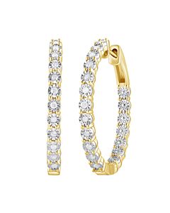 Diamond Muse 0.25 cttw Yellow Gold Over Sterling Silver Inside Out Diamond Hoop Earrings for Women