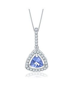 Diamond Muse 0.30 cttw 14KT White Gold Tanzanite Diamond Accent Pendant Neckalce for Women