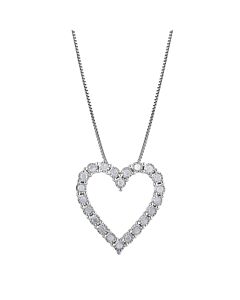 Diamond Muse 0.33 cttw White Gold Over Sterling Silver Open Heart Necklace for Women