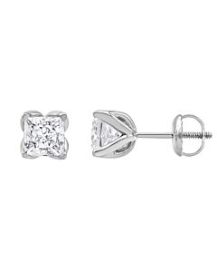 Diamond Muse 0.50 cttw 14KT White Gold Princess Cut Diamond Stud Earrings for Women