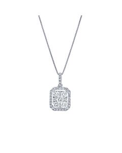 Diamond Muse 0.90 cttw 14KT White Gold Diamond Cluster Pendant Necklace for Women