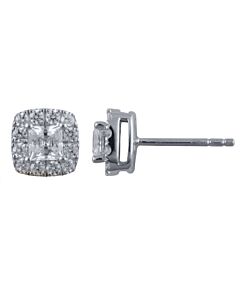 Diamond Muse 1.00 cttw 14KT White Gold Princess Cut Diamond Stud Earrings for Women