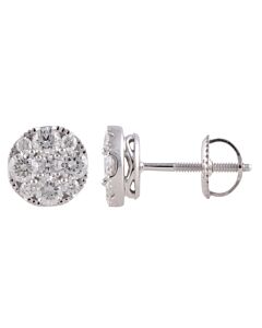 Diamond Muse 1.00 cttw 14KT White Gold Round Cut Diamond Cluster Stud Earrings for Women