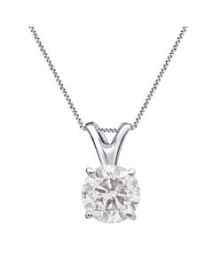 Diamond Muse 1.00 cttw 14KT White Gold Round Diamond Solitaire Pendant Necklace for Women