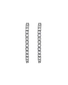 Diamond Muse 1.00 cttw White Gold Over Sterling Silver Inside Out Diamond Hoop Earrings for Women