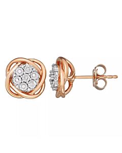 Diamond Muse 0.10 cttw Rose Gold Over Sterling Silver Diamond Knot Stud Earrings for Women