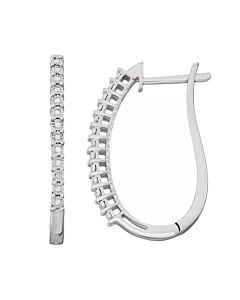 Diamond Muse 0.10 cttw Sterling Silver Diamond Hoop Earrings