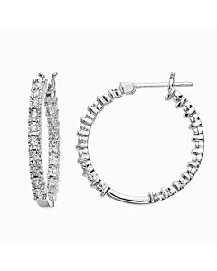Diamond Muse 0.10 cttw Sterling Silver Inside Out Diamond Hoop Earrings for Women