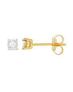 Diamond Muse 0.10 cttw Yellow Gold Flashed Sterling Silver Diamond Stud Earrings for Women