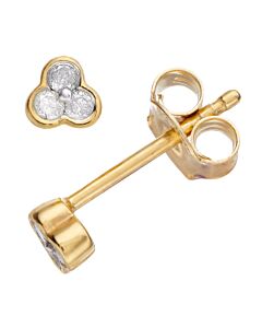 Diamond Muse 0.10 cttw Yellow Gold Over Sterling Silver 3-Stone Diamond Stud Earrings