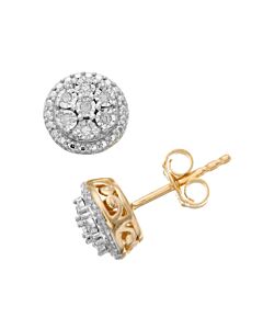 Diamond Muse 0.10 cttw Yellow Gold Over Sterling Silver Diamond Cluster Stud Earrings