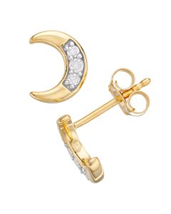 Diamond Muse 0.10 cttw Yellow Gold Over Sterling Silver Diamond Crescent Moon Stud Earrings