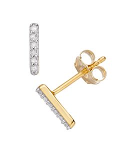 Diamond Muse 0.10 cttw Yellow Gold Over Sterling Silver Diamond Mini Bar Stud Earrings for Women
