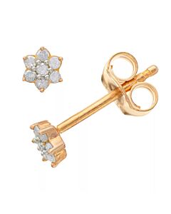 Diamond Muse 0.10 cttw Yellow Gold Over Sterling Silver Floral Diamond Stud Earrings