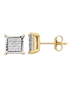 Diamond Muse 0.15 cttw Yellow Gold Over Sterling Silver Square Diamond Stud Earrings