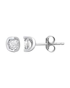 Diamond Muse 0.20 cttw Sterling Silver Diamond Bezel Stud Earrings
