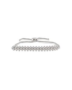 Diamond Muse 0.20 cttw White Gold Over Sterling Silver Diamond Accent Bolo Bracelet for Women