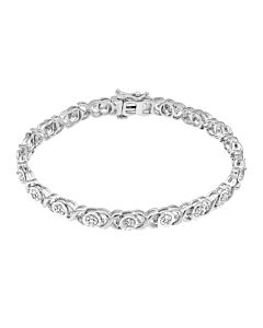 Diamond Muse 0.25 cttw Sterling Silver Cross Link Diamond Bracelet for Women