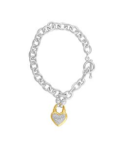 Diamond Muse 0.25 cttw Yellow Gold Over Sterling Silver Heart Toggle Bracelet for Women