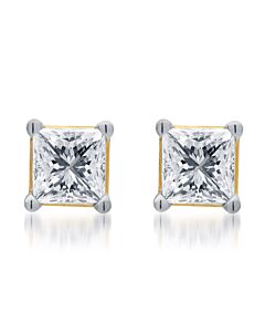 Diamond Muse 0.50 cttw 10KT Gold Princess Cut Diamond Stud Earrings for Women