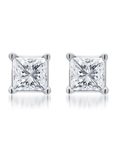 Diamond Muse 0.50 cttw 10KT White Gold Princess Cut Diamond Stud Earrings for Women