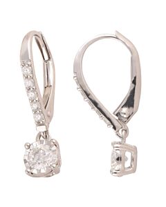 Diamond Muse 0.50 cttw 10KT White Gold Round Cut Diamond Dangle Stud Earrings for Women
