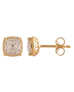 Diamond Muse 0.50 cttw 14KT Gold Round Cut Diamond Cluster Stud Earrings for Women