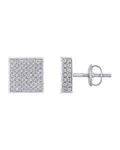 Diamond Muse 0.50 cttw 14KT White Gold Classy Square Diamond Cluster Stud Earrings for Women for Women