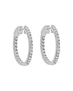 Diamond Muse 0.50 cttw 14KT White Gold Inside Out Diamond Hoop Earrings for Women