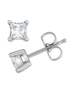 Diamond Muse 0.50 cttw 14KT White Gold Princess Cut Diamond Stud Earrings for Women