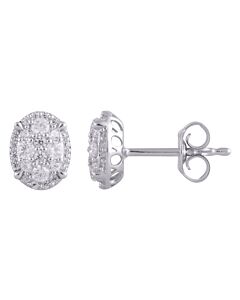 Diamond Muse 0.50 cttw 14KT White Gold Round Cut Diamond Oval Stud Earrings for Women