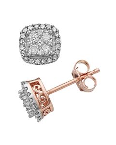 Diamond Muse 0.50 cttw Rose Gold Over Sterling Silver Diamond Square Shape Halo Stud Earrings