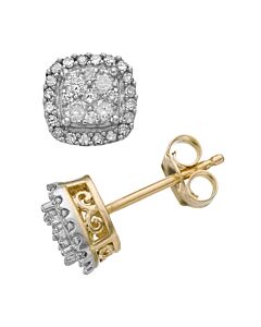 Diamond Muse 0.50 cttw Yellow Gold Over Sterling Silver Diamond Square Shape Halo Stud Earrings