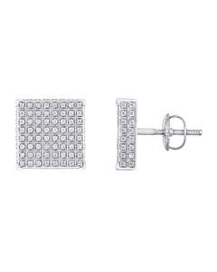 Diamond Muse 0.64 cttw 14KT White Gold Classy Square Diamond Cluster Stud Earrings for Women for Women