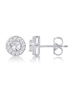 Diamond Muse 1.00 cttw 10KT White Gold Round Cut Diamond Stud Earrings for Women