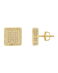 Diamond Muse 1.00 cttw 14KT Gold Classy Square Diamond Cluster Stud Earrings for Women for Women