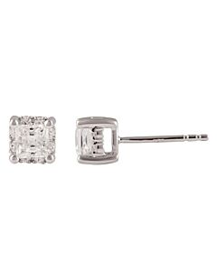 Diamond Muse 1.00 cttw 14KT White Gold Princess Cut Diamond Stud Earrings for Women