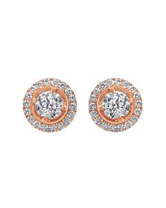 Diamond Muse 2.00 cttw 14KT Pink Gold Round Cut Diamond Stud Earrings for Women