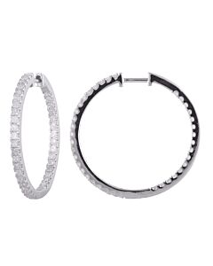 Diamond Muse 2.00 cttw 14KT White Gold Inside Out Diamond Hoop Earrings for Women