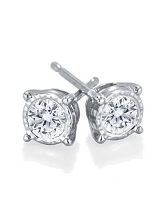 Diamond Muse 2/5 cttw 14KT White Gold Round Cut Diamond Stud Earrings for Women
