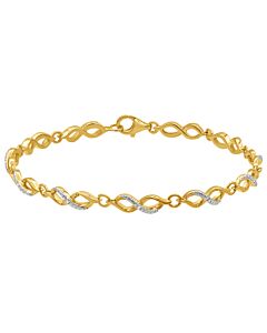 Diamond Muse Prong Set Diamond Accent Infinity Link Bracelet in Yellow Flash Plated Sterling Silver (J-K, I3)