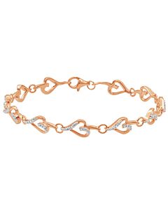 Diamond Muse Rose Flash Plated Sterling Silver Prong Set Diamond Accent Abstract Heart Link Bracelet (J-K, I3)