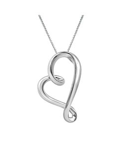 Diamond Muse Sterling Silver Tilted Heart Necklace for Women