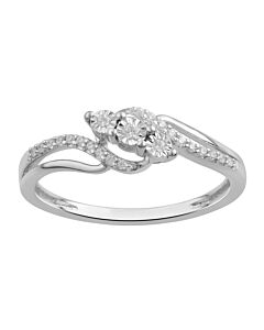 DiamondMuse 0.10 cttw Diamond Sterling Silver 3 Stone Engagement Ring for Women