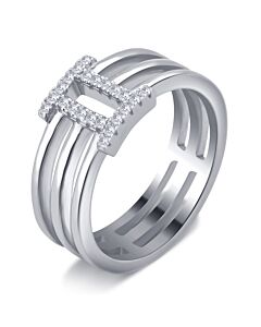 DiamondMuse 0.20 Carat T.W Roman Digit "II" Cubic Zirconia Fashion Ring Women's in Sterling Silver