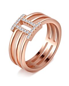 DiamondMuse 0.20 Carat T.W Roman Digit "II" Cubic Zirconia Rose Tone Fashion Ring Women's in Sterling Silver